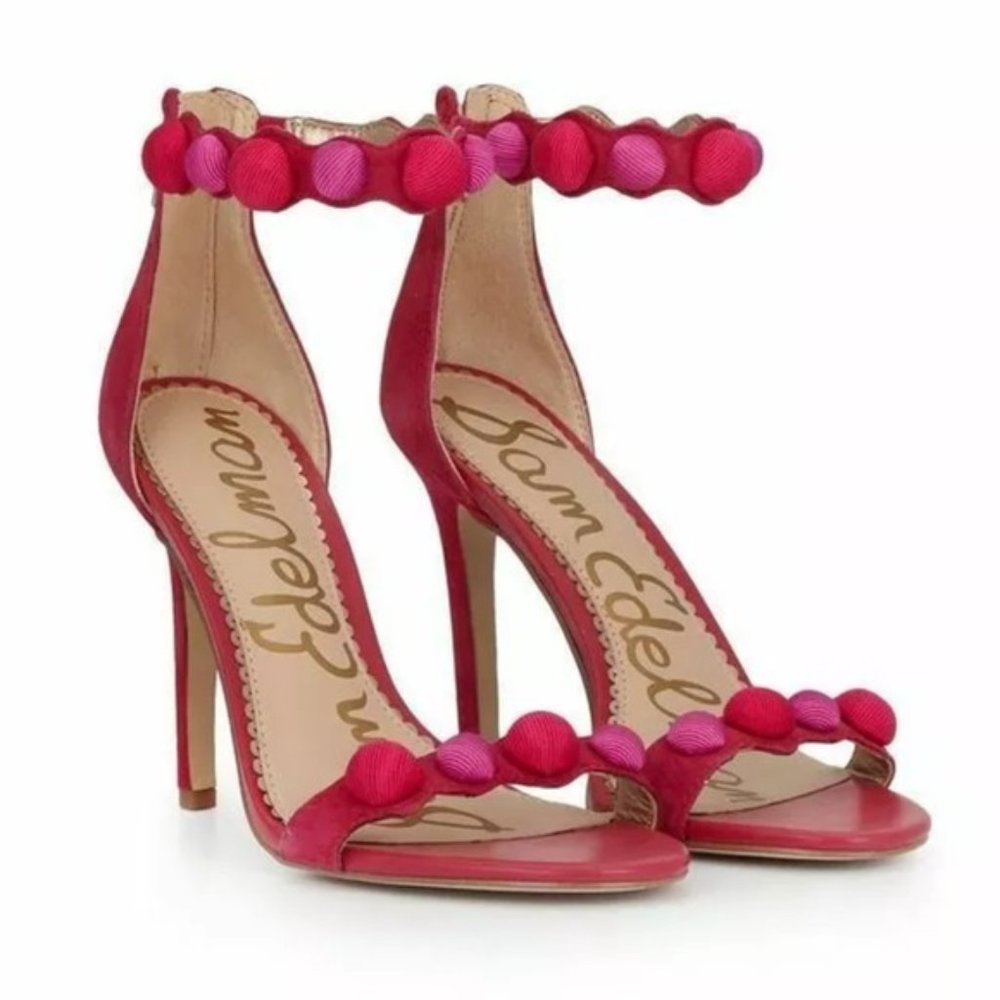 Sam Edelman Pink and Hot Pink Ankle-Strap Stiletto Sandals